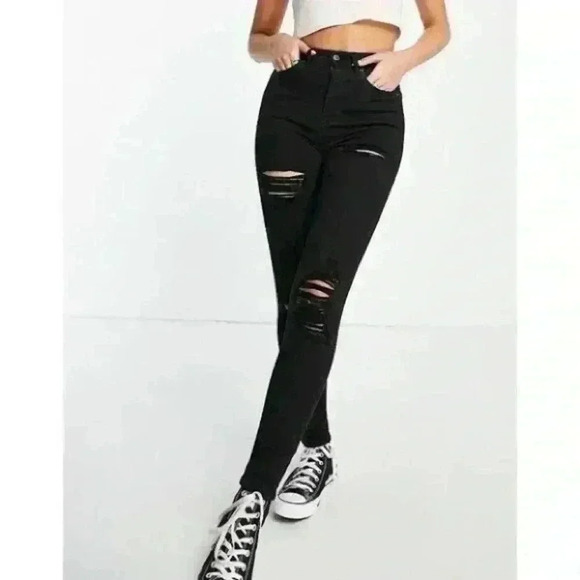Topshop Ripped High Waist Ankle Skinny Jeans - Picture 1 of 3